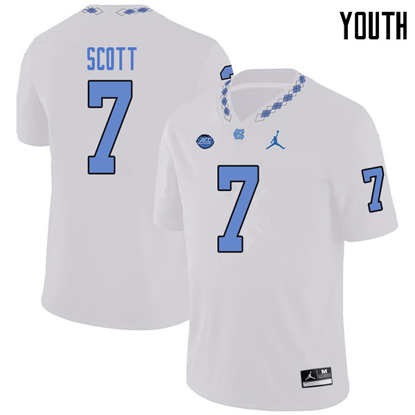 Jordan Brand Youth #7 Tim Scott North Carolina Tar Heels College Football Jerseys Sale-White